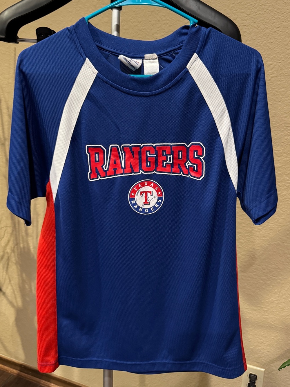 Kids Texas Rangers Blue Athletic Jersey with Team Script